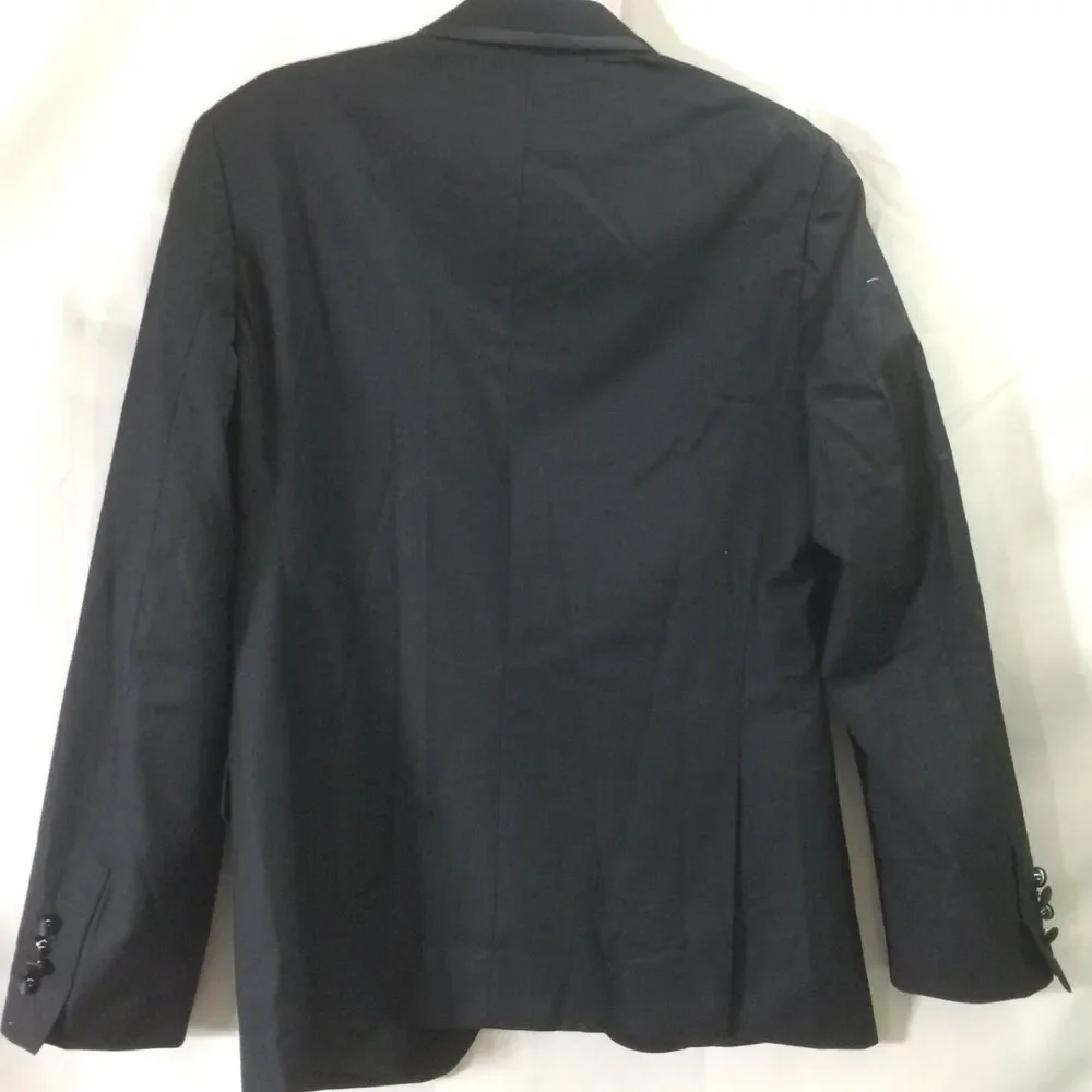 Mage Male New Slim Fit Black Satin Lapel Blazer 1 Button Double Vent Size Small